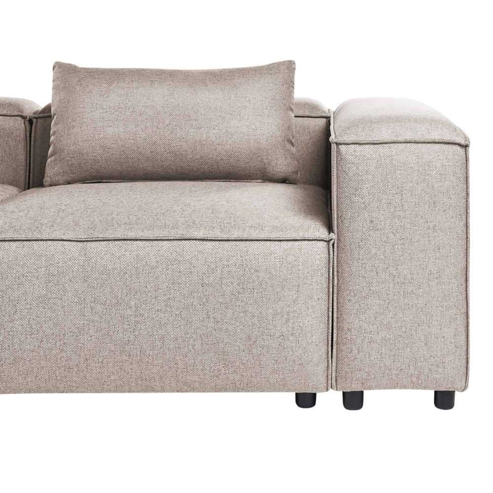 Divano modulare a 3 posti lato sinistro rivestimento in tessuto marrone chiaro stile moderno