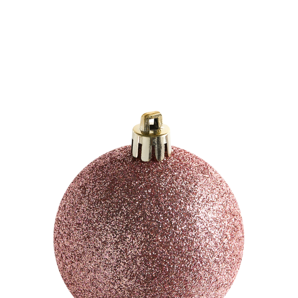 Set di 60 palline di Natale in plastica Decorazioni da appendere all'albero Stile tradizionale Glitter rosa
