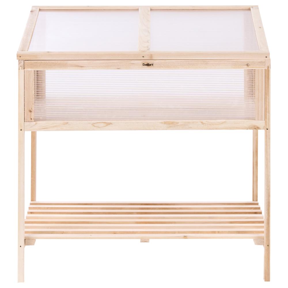 Serra da balcone Marrone chiaro Legno di abete Letto da giardino rialzato Pannello trasparente Giardino