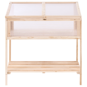 Serra da balcone Marrone chiaro Legno di abete Letto da giardino rialzato Pannello trasparente Giardino