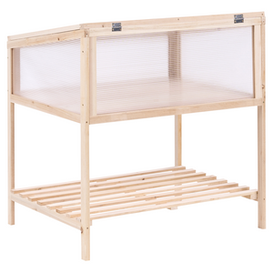 Serra da balcone Marrone chiaro Legno di abete Letto da giardino rialzato Pannello trasparente Giardino