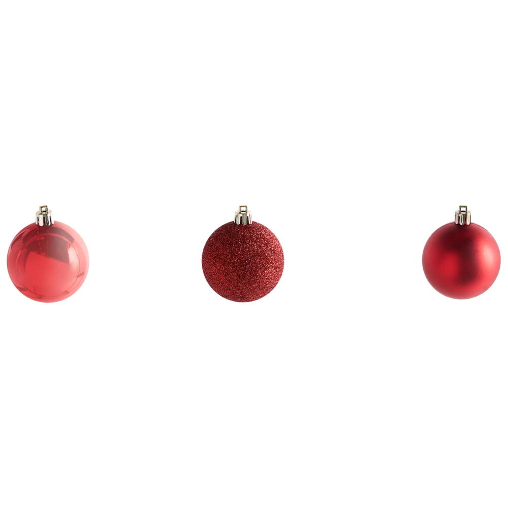 Set di 60 palline di Natale in plastica Decorazioni da appendere all'albero di Natale Stile tradizionale Glitter rosso