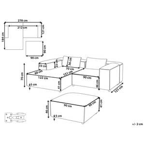Divano modulare a 3 posti lato sinistro rivestimento in tessuto marrone chiaro stile moderno