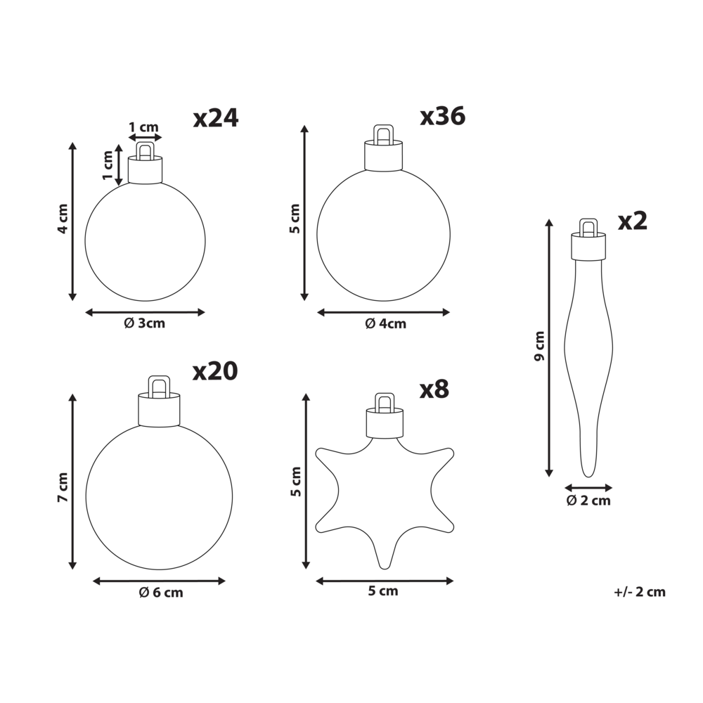 Set di 102 palline di Natale Decorazioni da appendere in plastica argento Stile tradizionale Albero di Natale Forme diverse