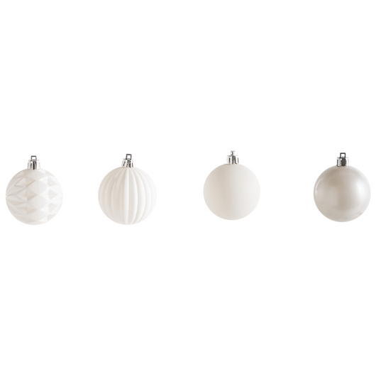 Set di 40 palline di Natale in plastica Decorazioni da appendere all'albero di Natale Stile classico scandinavo Bianco sporco