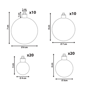 Set di 60 palline di Natale in plastica argentata Decorazioni da appendere Stile tradizionale Palline di Natale Albero di Natale