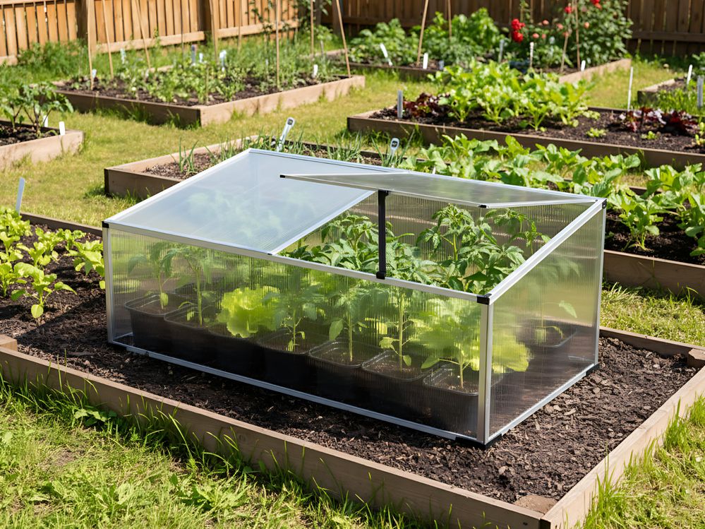 Grande serra da giardino in policarbonato con struttura in alluminio Porte scorrevoli walk-in Protezione UV Argento