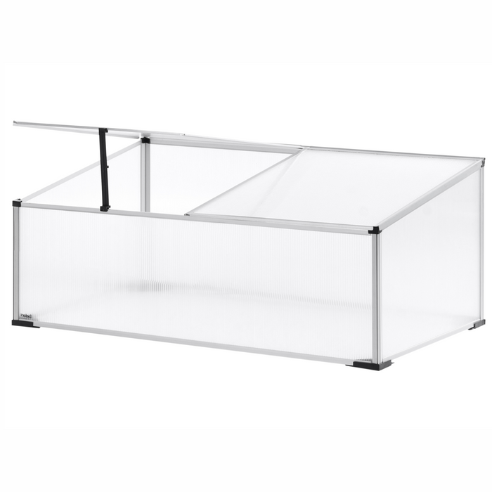 Grande serra da giardino in policarbonato con struttura in alluminio Porte scorrevoli walk-in Protezione UV Argento