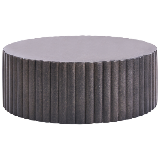 Tavolino da salotto in fibra di vetro MgO con piano rotondo resistente alle macchie UV e alla ruggine nero e oro