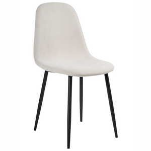 Set di 4 sedie da pranzo Beige Chiaro Poliestere Tappezzato Ferro Gambe Nere Sala da pranzo senza braccioli