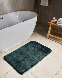 Tappetino da bagno in microfibra verde scuro 60 x 90 cm con retro antiscivolo Accessori da bagno rettangolari morbidi