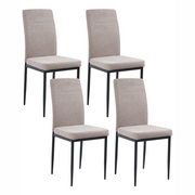 Set di 4 sedie da pranzo in tessuto, rivestimento tortora gambe in ferro nero senza braccioli per sala da pranzo