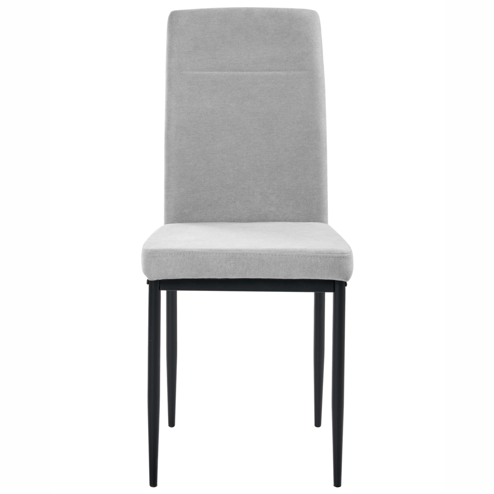 Set di 4 sedie da pranzo in tessuto, rivestimento grigio gambe in ferro nero senza braccioli per sala da pranzo