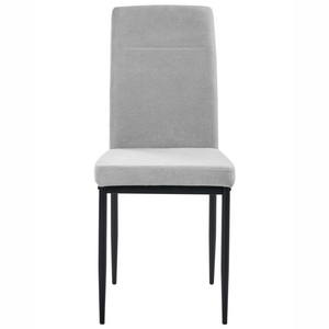 Set di 4 sedie da pranzo in tessuto, rivestimento grigio gambe in ferro nero senza braccioli per sala da pranzo
