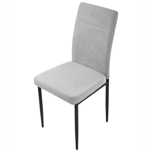 Set di 4 sedie da pranzo in tessuto, rivestimento grigio gambe in ferro nero senza braccioli per sala da pranzo