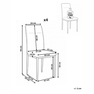 Set di 4 sedie da pranzo in tessuto, rivestimento grigio gambe in ferro nero senza braccioli per sala da pranzo