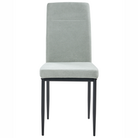 Set di 4 sedie da pranzo in tessuto, rivestimento verde chiaro gambe in ferro nero senza braccioli per sala da pranzo