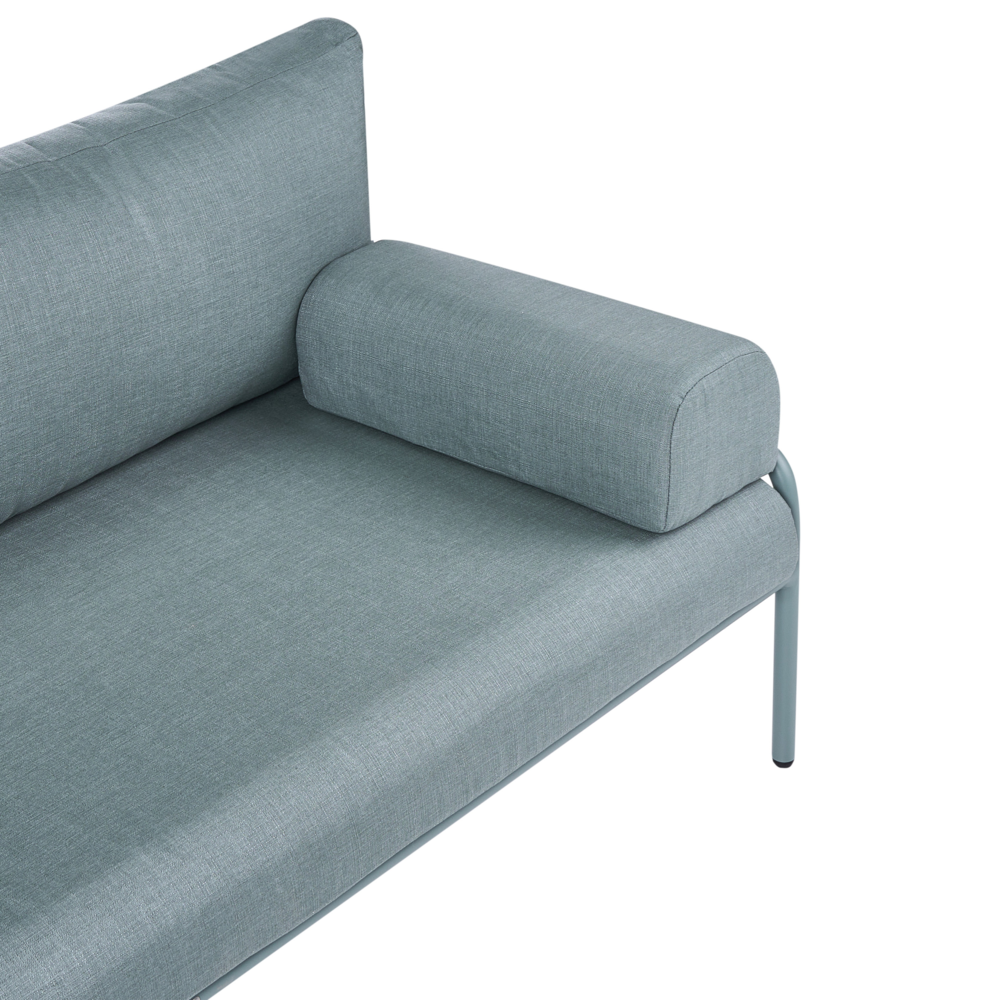 Divano da giardino tessuto impermeabile verde  con struttura in alluminio per interni ed esterni