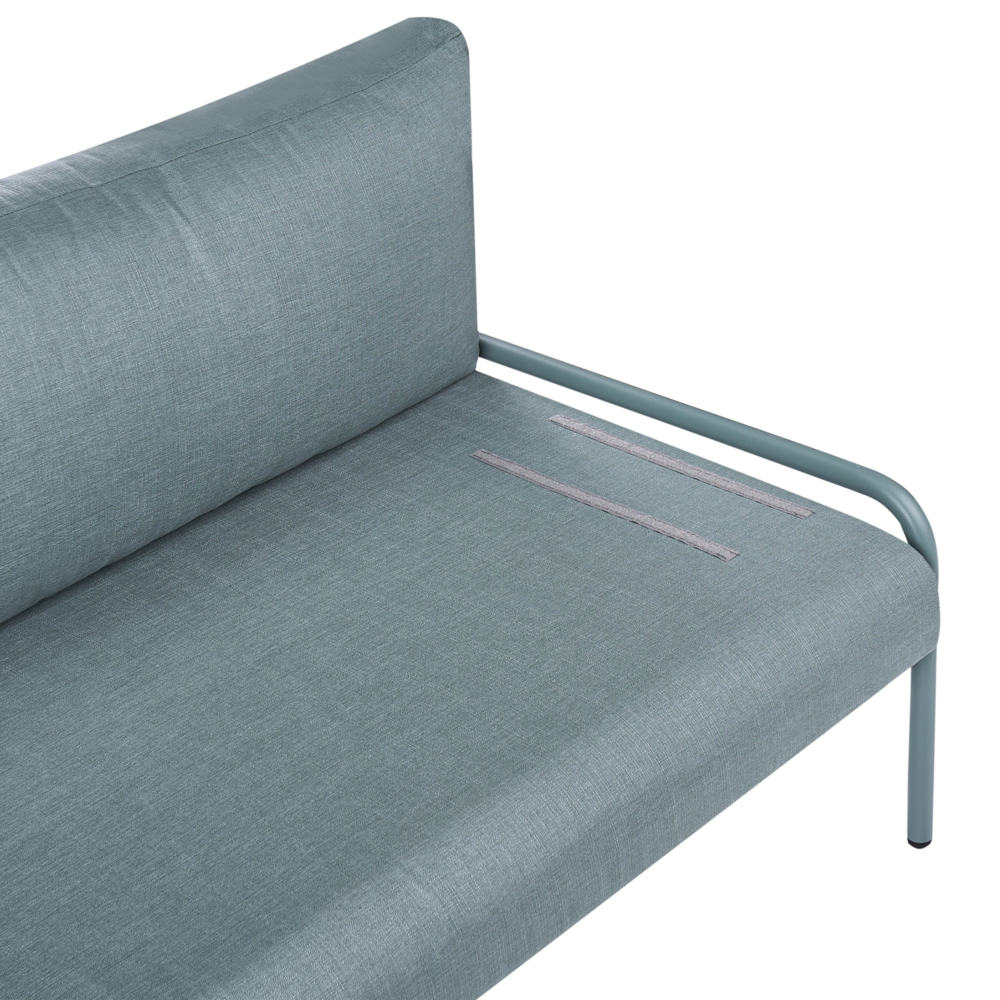 Divano da giardino tessuto impermeabile verde  con struttura in alluminio per interni ed esterni