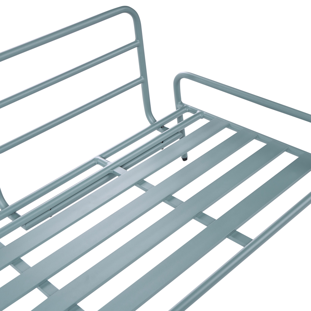 Divano da giardino tessuto impermeabile verde  con struttura in alluminio per interni ed esterni