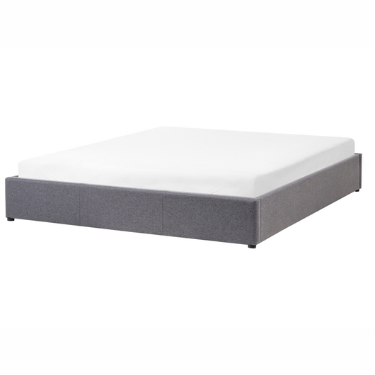 Letto a doghe in tessuto di poliestere grigio imbottito ottomana contenitore 180 x 200 cm design moderno
