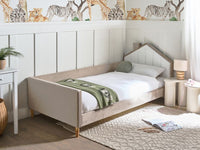 Letto singolo in velluto tortora con base a doghe 90 x 200 cm Camera Moderna Tradizionale