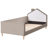 Letto singolo in velluto tortora con base a doghe 90 x 200 cm Camera Moderna Tradizionale