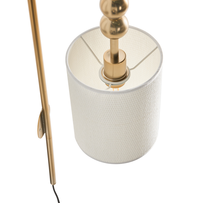 Lampada da parete in ottone e ferro con paralume a tamburo in tessuto Stile moderno di metà secolo