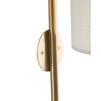 Lampada da parete in ottone e ferro con paralume a tamburo in tessuto Stile moderno di metà secolo