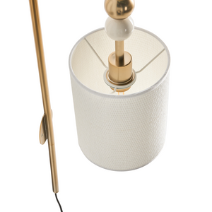 Lampada da parete in ottone e beige ferro con paralume a tamburo in tessuto Stile moderno di metà secolo