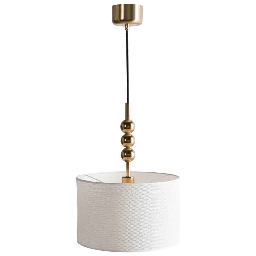 Lampada a sospensione Ottone Ferro Paralume a tamburo in tessuto Stile moderno di metà secolo