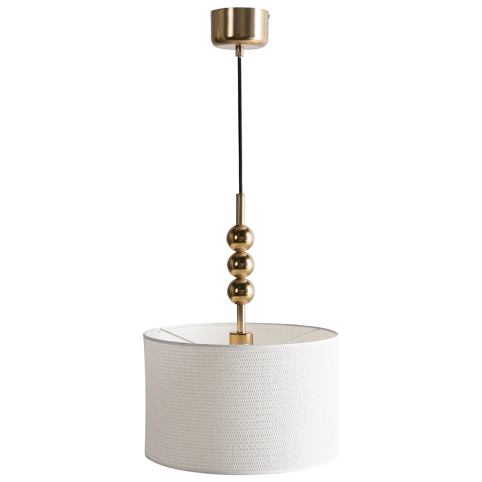 Lampada a sospensione Ottone Ferro Paralume a tamburo in tessuto Stile moderno di metà secolo