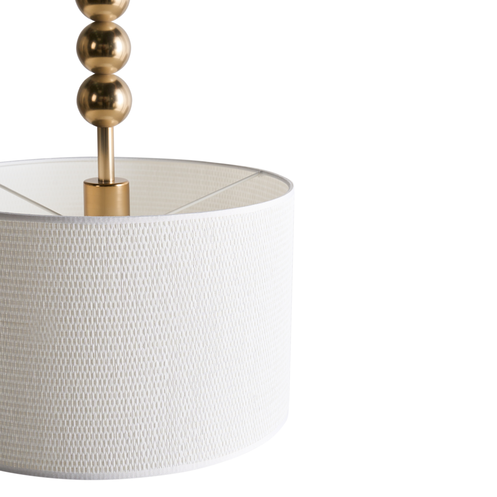 Lampada a sospensione Ottone Ferro Paralume a tamburo in tessuto Stile moderno di metà secolo
