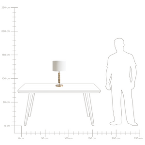 Lampada da tavolo in ottone e ferro con paralume a tamburo in tessuto Lampada da comodino in stile moderno di metà secolo