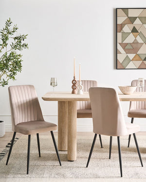 Set di 4 sedie da pranzo con seduta in velluto imbottito Stile moderno Senza braccioli Gambe in ferro tortora