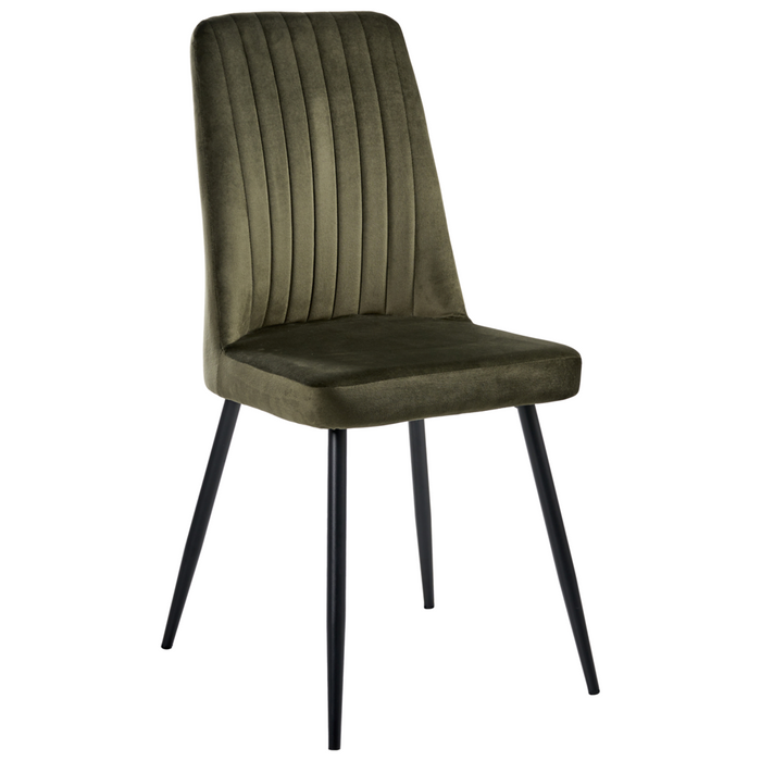 Set di 4 sedie da pranzo con seduta in velluto imbottito Stile moderno Senza braccioli Gambe in ferro verde oliva