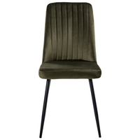 Set di 4 sedie da pranzo con seduta in velluto imbottito Stile moderno Senza braccioli Gambe in ferro verde oliva