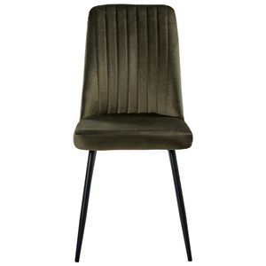 Set di 4 sedie da pranzo con seduta in velluto imbottito Stile moderno Senza braccioli Gambe in ferro verde oliva