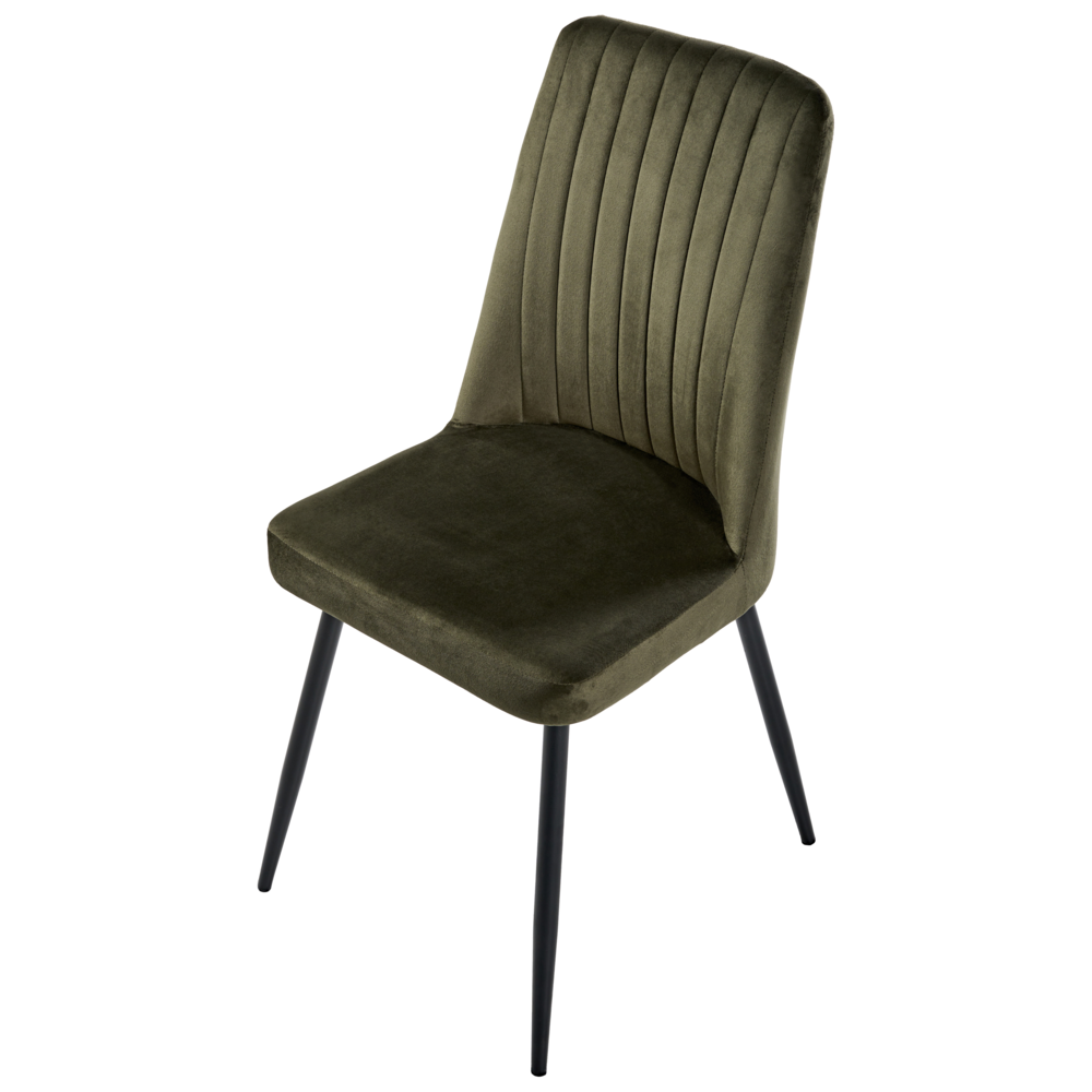 Set di 4 sedie da pranzo con seduta in velluto imbottito Stile moderno Senza braccioli Gambe in ferro verde oliva