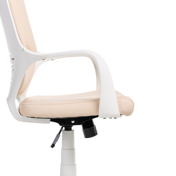 Sedia da scrivania girevole regolabile ecopelle beige chiaro seduta regolabile Schienale reclinabile