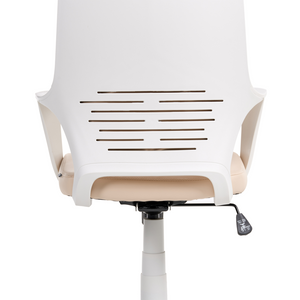 Sedia da scrivania girevole regolabile ecopelle beige chiaro seduta regolabile Schienale reclinabile