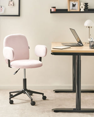 Sedia da scrivania per ufficio velluto rosa pastello Base regolabile in altezza Ufficio moderno casa