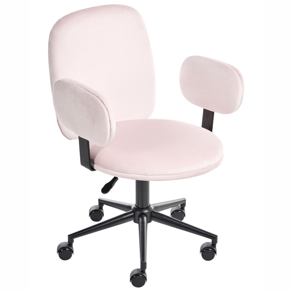 Sedia da scrivania per ufficio velluto rosa pastello Base regolabile in altezza Ufficio moderno casa