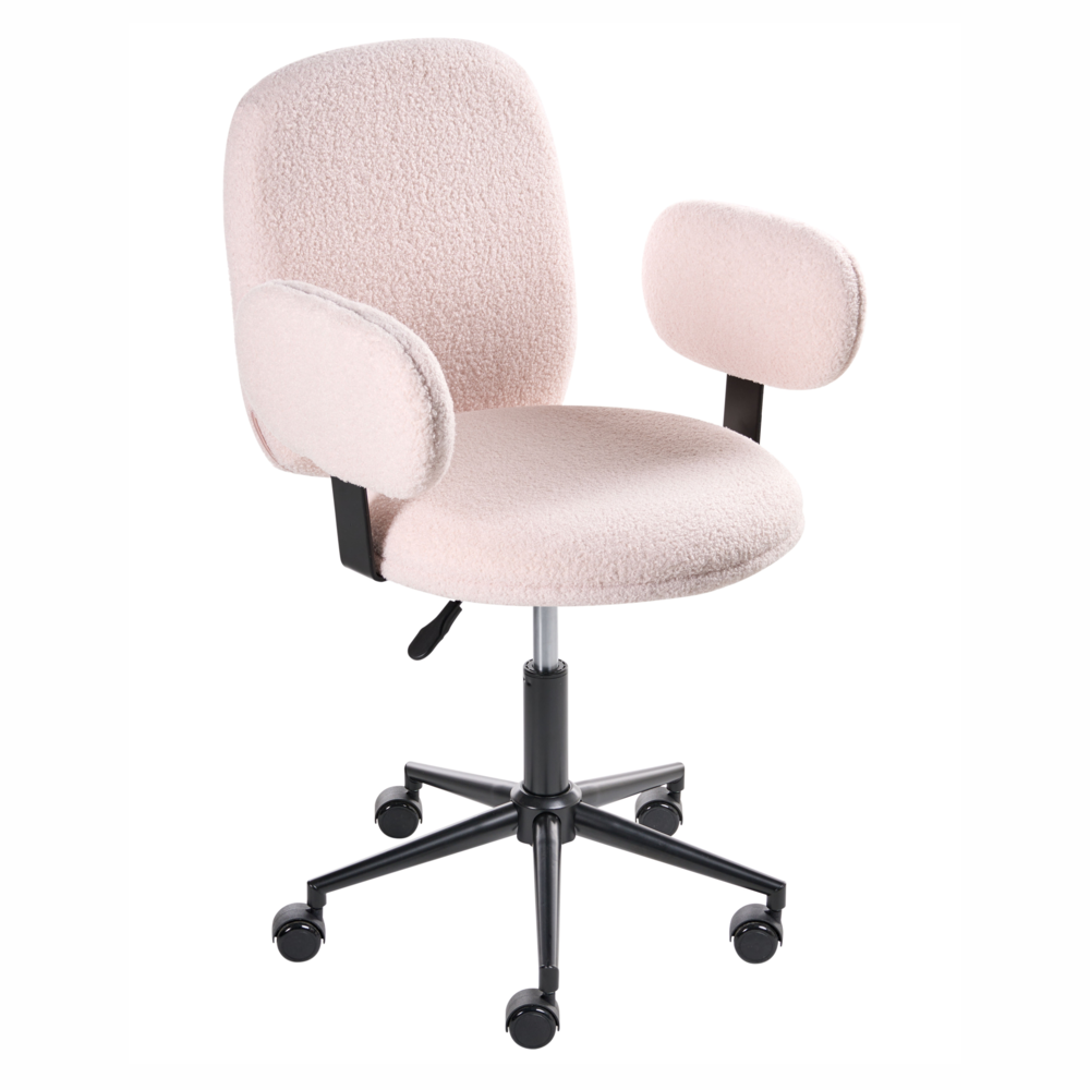Sedia da scrivania per ufficio rosa pastello Boucle Base regolabile in altezza Ufficio moderno casa