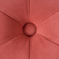 Pouf ottomana trapuntato rotondo rosso corallo trapuntato Chesterfield