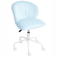Sedia da scrivania da ufficio girevole in velluto azzurro regolabile in altezza
