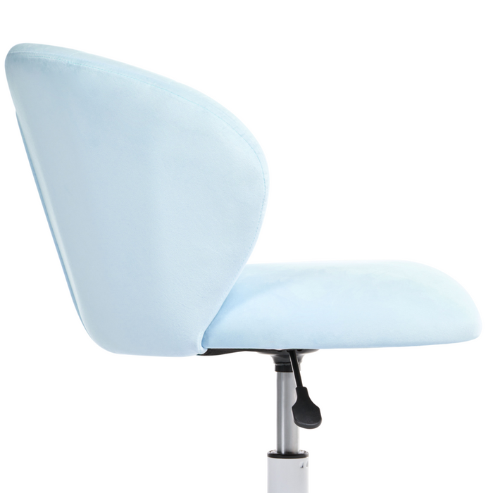 Sedia da scrivania da ufficio girevole in velluto azzurro regolabile in altezza