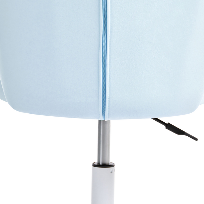 Sedia da scrivania da ufficio girevole in velluto azzurro regolabile in altezza