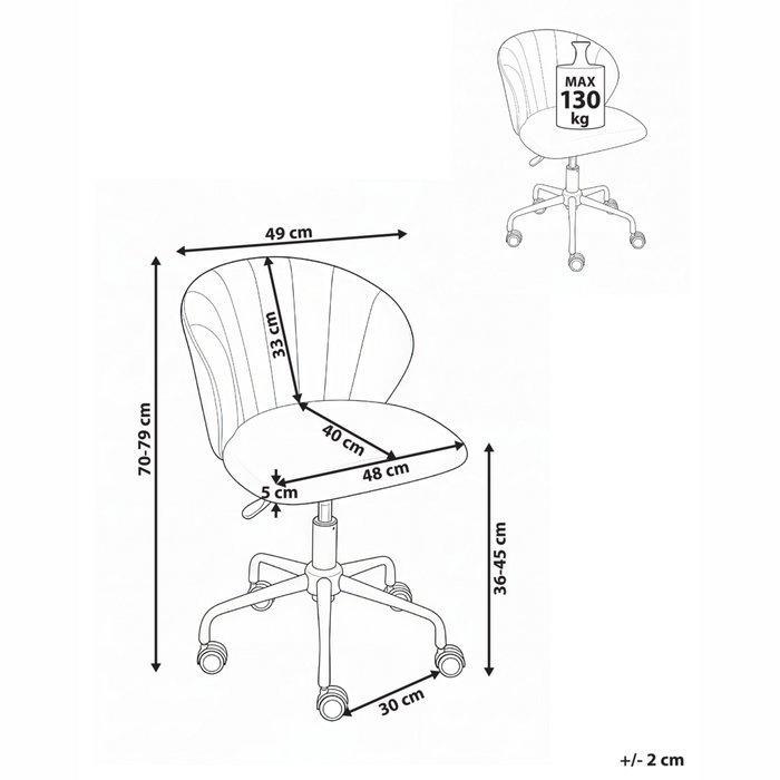 Sedia da scrivania da ufficio girevole in velluto azzurro regolabile in altezza
