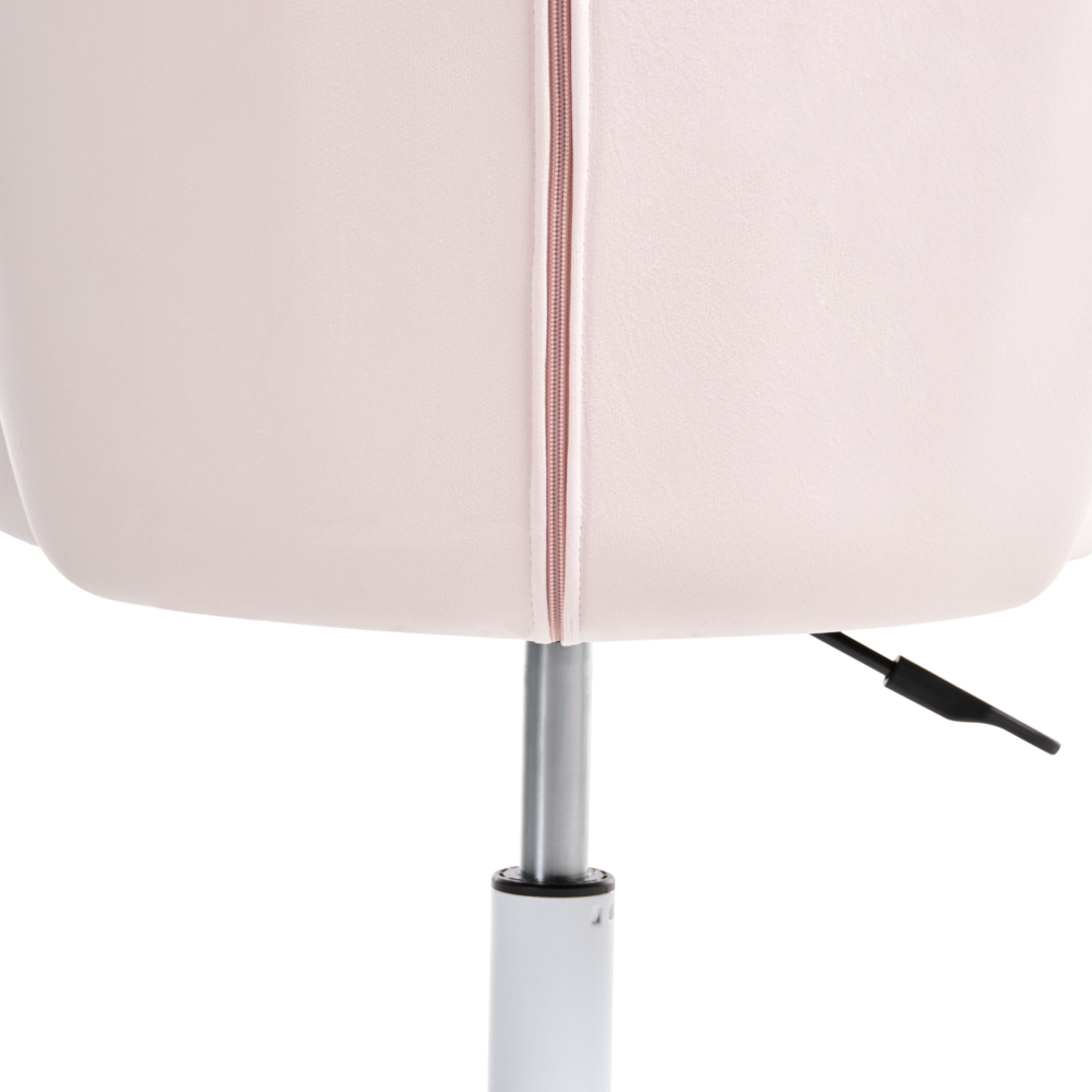 Sedia da scrivania da ufficio girevole in velluto rosa pastello regolabile in altezza